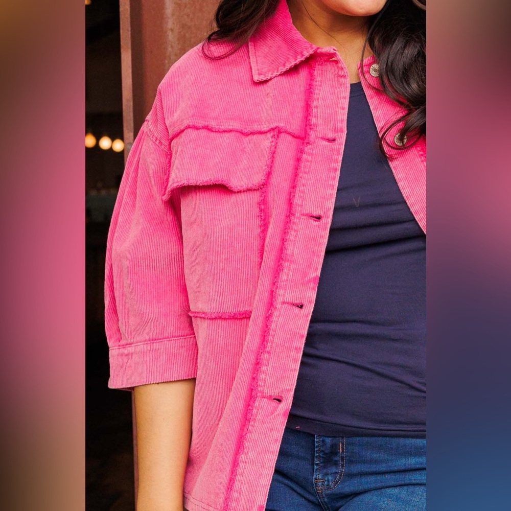 Oddi PLUS Washed Fuchsia Washed Corduroy Jacket - Picture 4 of 6